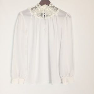 Martina |Sheer Long Sleeve Blouse With Lace Medium